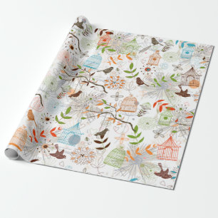 Birds and Birdcages Wrapping Paper