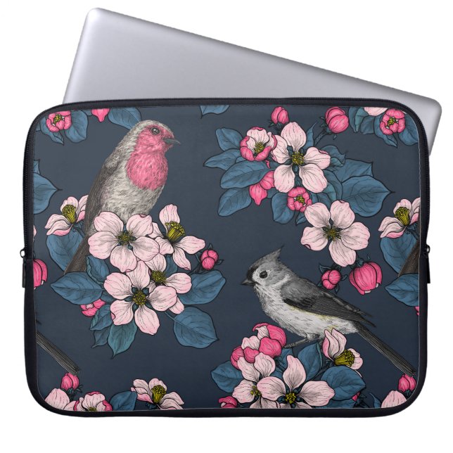 Birds and Blossoms Laptop Sleeve (Front)