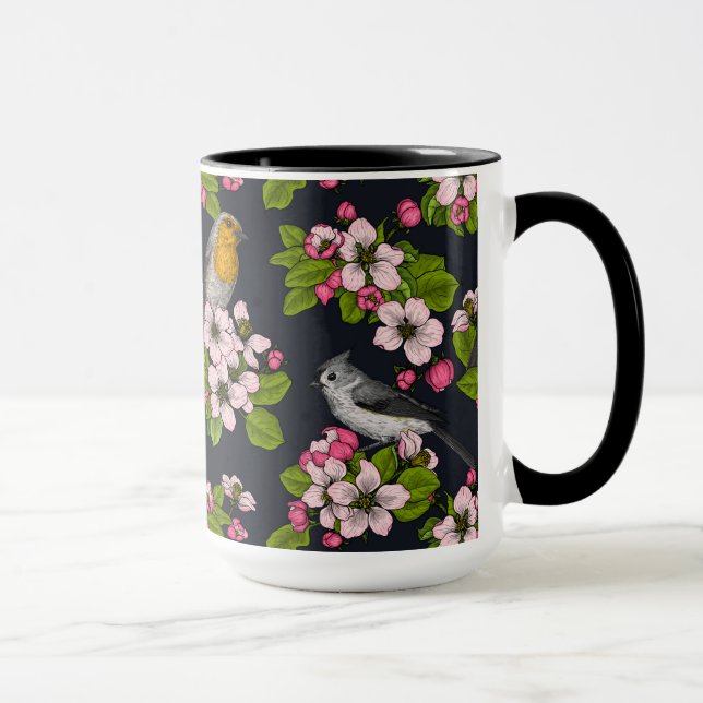 Birds and Blossoms on black Mug (Right)