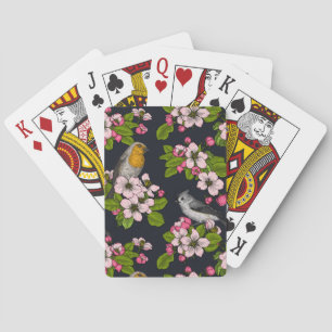 Birds and Blossoms on black Playing Cards