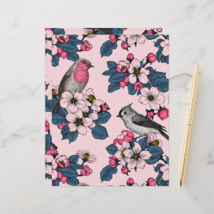 Birds and Blossoms on pink
