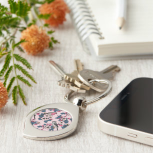 Birds and Blossoms on pink Keychain