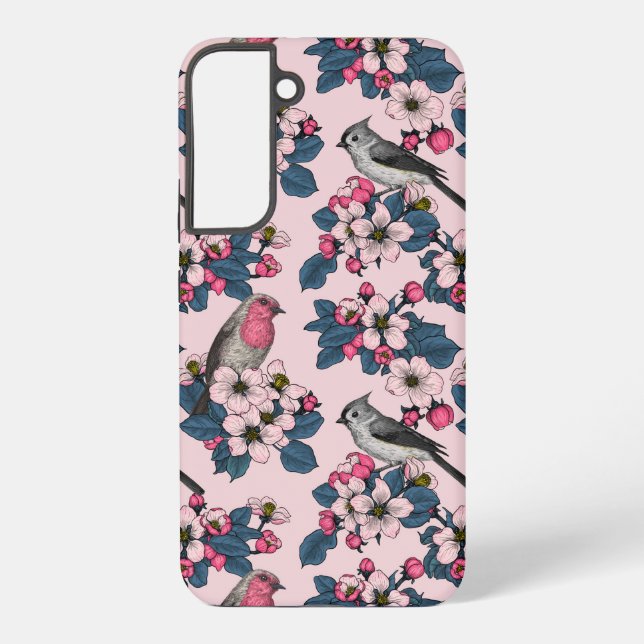 Birds and Blossoms on pink Samsung Galaxy S22+ Case (Back)