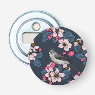 Birds and Blossoms on yellow Bottle Opener