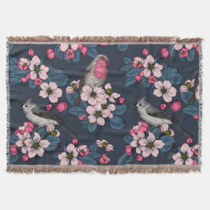 Birds and Blossoms Throw Blanket