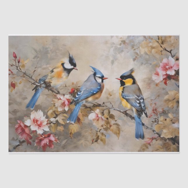 Birds and Branches Decoupage Tissue Paper (Front)