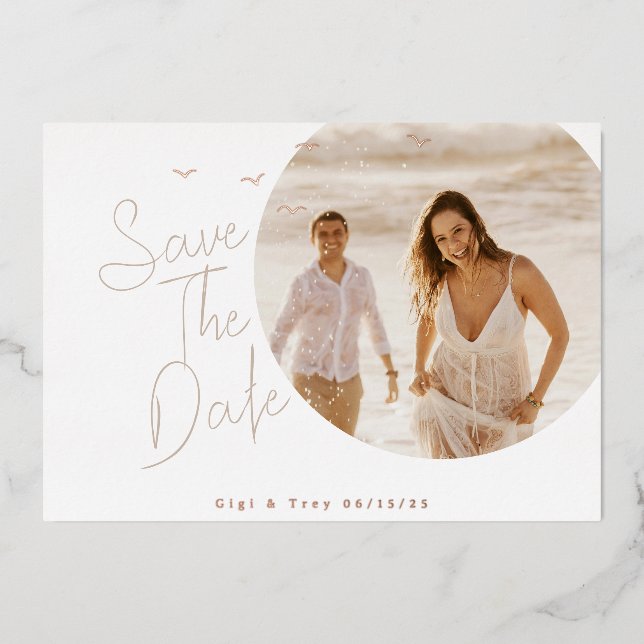 Birds and Breezy Foil Save the Date (Front)