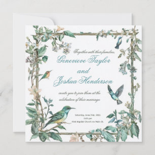 Birds and Butterflies Cottagecore Wedding Invitation