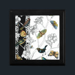 Birds and Butterfly on a Black & White Background Gift Box<br><div class="desc">Artist Chariklia Zarris is a talented painter and designer. She likes painting birds and wild animals and this picture is no exception. The vivid colours of birds and the butterflies are accentuated by the black and white branches in the background.</div>