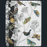 Birds and Butterfly on a Black & White Background iPad Cover<br><div class="desc">Artist Chariklia Zarris is a talented painter and designer. She likes painting birds and wild animals and this picture is no exception. The vivid colours of birds and the butterflies are accentuated by the black and white branches in the background.</div>