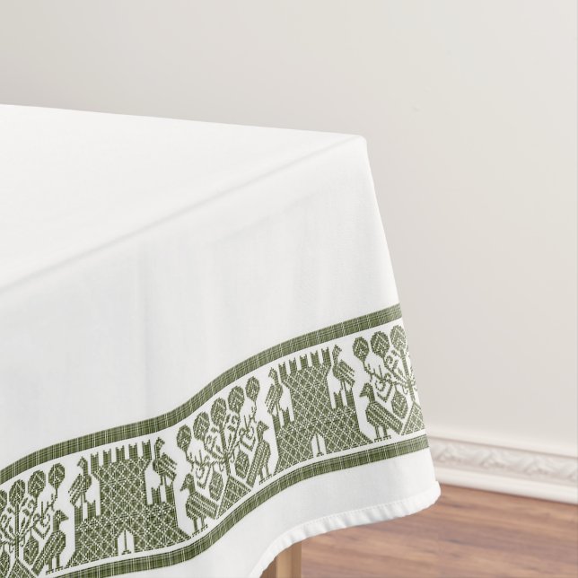 Birds and Castles Tablecloth, 52"x70" Tablecloth (In Situ)