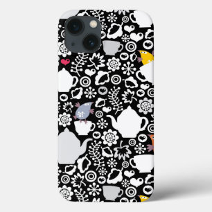 Birds and cups pattern iPhone 13 case