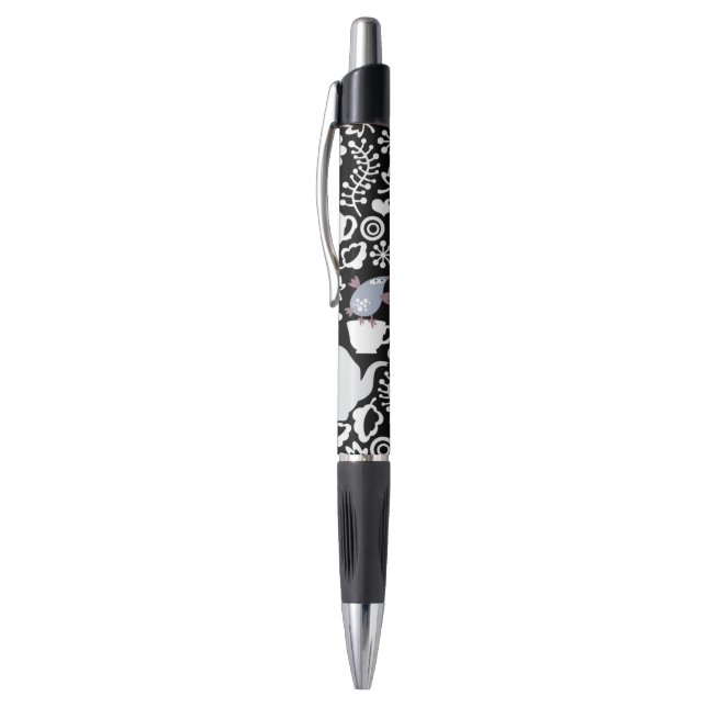 Birds and cups pattern pen (Top (Vertical))
