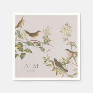 Birds and eaves, romantic pink Paper Napkin