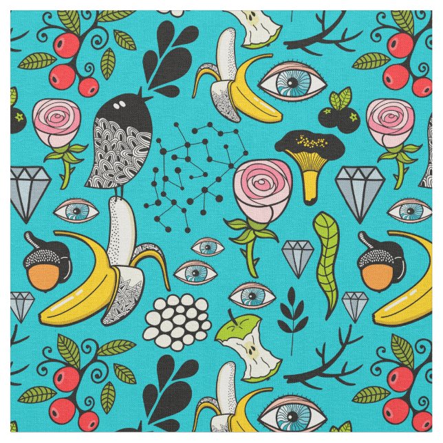 Birds and eyes fabric (Close Up)