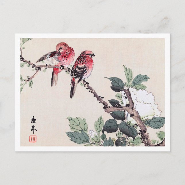 Birds and Flower, Imao Keinen Postcard (Front)
