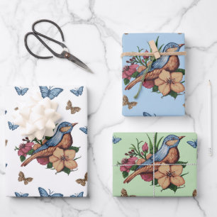 Birds and Flowers All Occasion Wrapping Paper Sheet