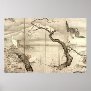 Birds and Flowers by Sesshū Tōyō Poster