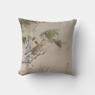 Birds and Flowers by Watanabe Seitei Throw Pillow
