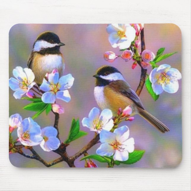 Birds and Flowers Fine Art Mouse Pad (Front)