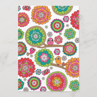 Birds and flowers illustration invitation card
