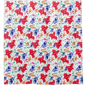 Birds and flowers in colorful pattern