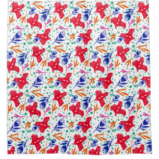 Birds and flowers in colorful pattern