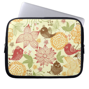 birds and flowers laptop sleeve