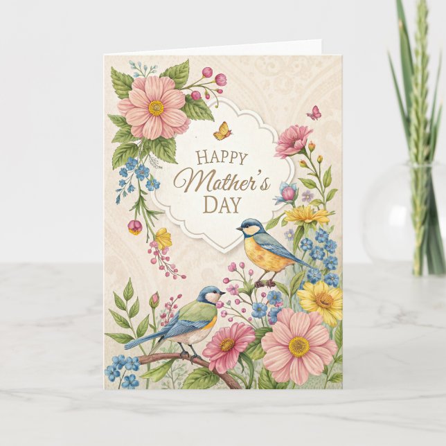 Birds and Flowers Mothers Day  Announcement (Front)