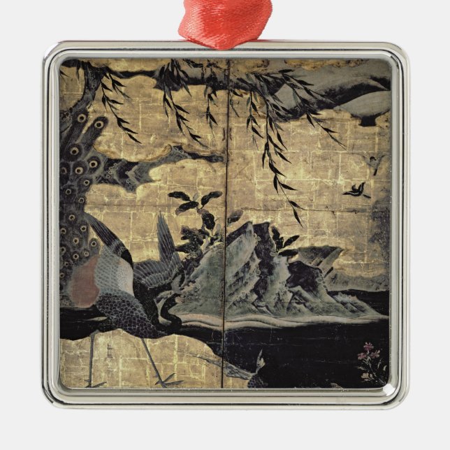 Birds and Flowers of the Four Seasons Metal Ornament (Front)