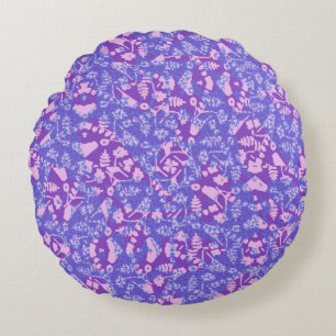 Birds And Flowers Round Pillow