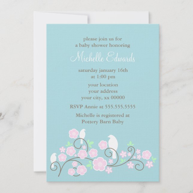 Birds and Flowers Shower Invitations (Front)