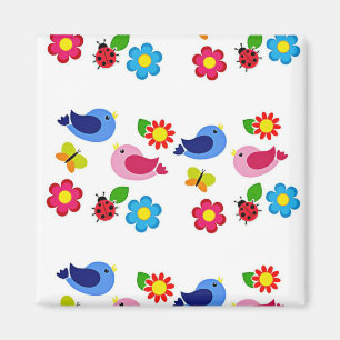 Birds and flowers spring time magnet
