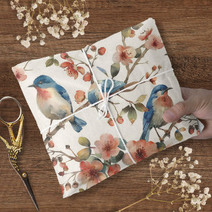 Birds and Flowers Vintage Watercolor Tissue Paper