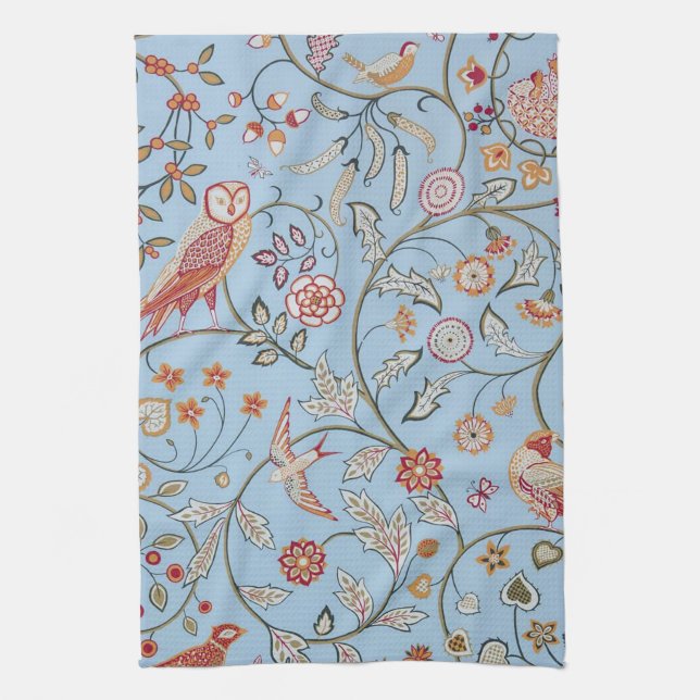 Birds and Flowers, William Morris Kitchen Towel (Vertical)