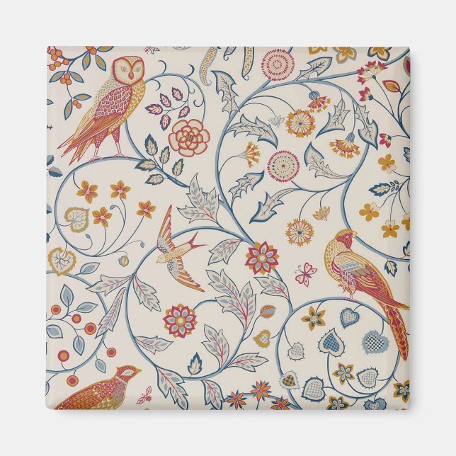 Birds and Flowers, William Morris Magnet (Front)