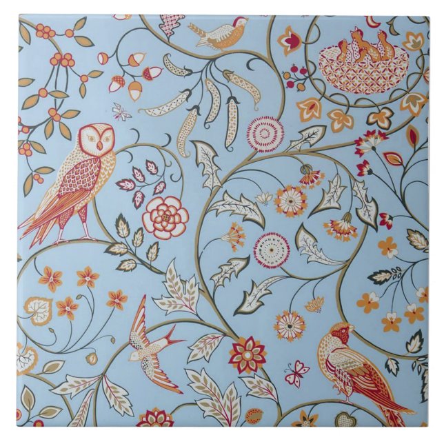 Birds and Flowers, William Morris Tile (Front)