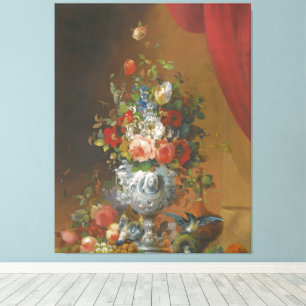 Birds And Fruit On A Ledge Below Canvas Print