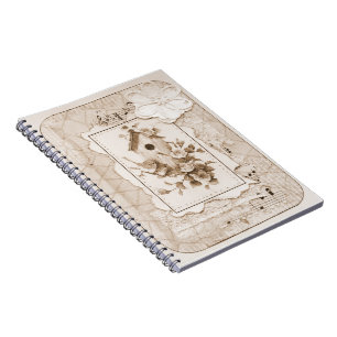 Birds And House Shabby Chic Notebook
