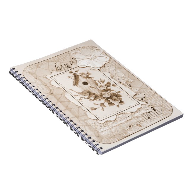 Birds And House Shabby Chic Notebook (Right Side)