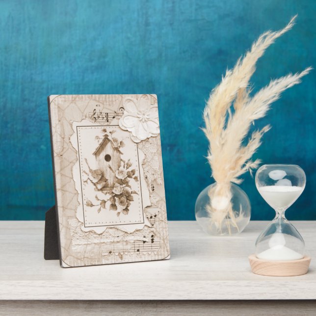 Birds And House Shabby Chic Plaque (Side)