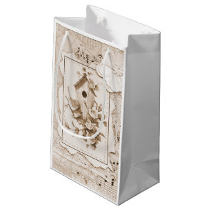 Birds And House Shabby Chic Small Gift Bag