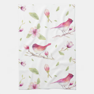 Birds And Magnolia Trees Kitchen Towel