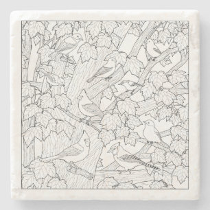 Birds and Maple Tree U-Colour Stone Coaster