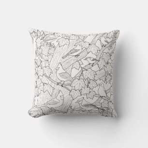 Birds and Maple Tree U-Paint Fabric Throw Pillow