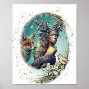 Birds and Nature Fantasy Swirl Photo Frame Poster