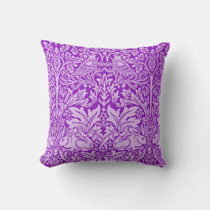 Birds and Rabbits, colourful lavender, Throw Pillow