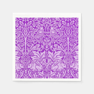 Birds and Rabbits design, colourful lavender, Napkin
