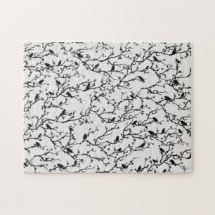 Birds and Sakura Branches Japanese Painting Jigsaw Puzzle