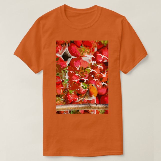 Birds and Strawberries 1 T-Shirt (Design Front)